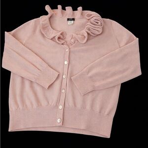 J.Crew Pink Ruffled Women's Sweater-Merino Wool